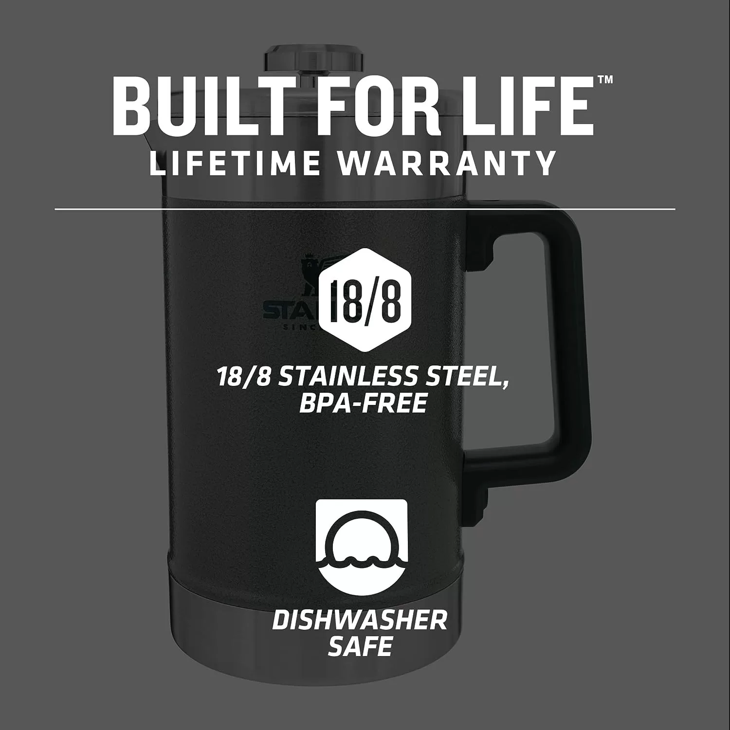 Stanley French Press 48oz with Double Vacuum Insulation, Hammertone Green