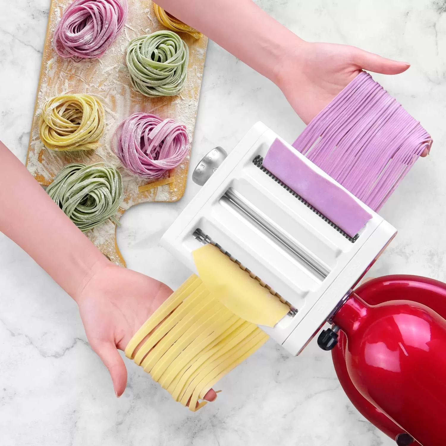 RETHONE Pasta Maker Attachment for KitchenAid Stand Mixers -3 in 1 Set Pasta Attachments