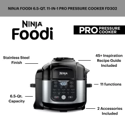 Shark Ninja Foodi 11-in-1 6.5-qt Pro Pressure Cooker + Air Fryer With Stainless Finish