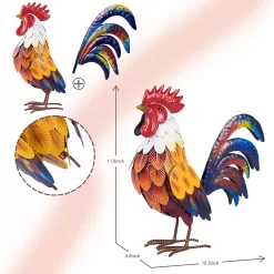 Natelf Metal Rooster Garden Statues & Sculptures, Chicken Yard Art Decor Standing Animal Lawn Ornament