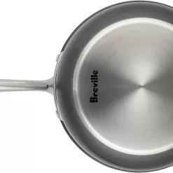 Breville Thermal Pro Hard Anodized Nonstick Sauce Pan/Saucepan/Saucier with Lid and Helper Handle, 4 Quart, Gray