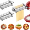 Pasta Attachment for KitchenAid Mixer, Includes Pasta Sheet Roller, Spaghetti Fettuccine Cutter, 3Pcs for Pasta Attachment by HOZODO