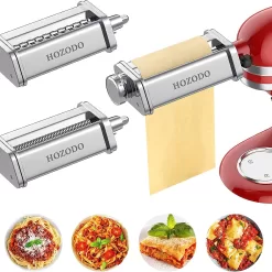 Pasta Attachment for KitchenAid Mixer, Includes Pasta Sheet Roller, Spaghetti Fettuccine Cutter, 3Pcs for Pasta Attachment by HOZODO