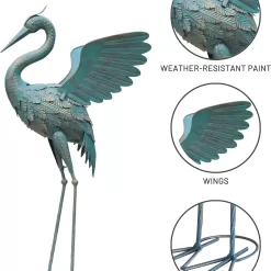 Oritty 33-37 Inch Metal Crane Garden Statue Décor, Bird Garden Sculpture & Statues, Set of 2