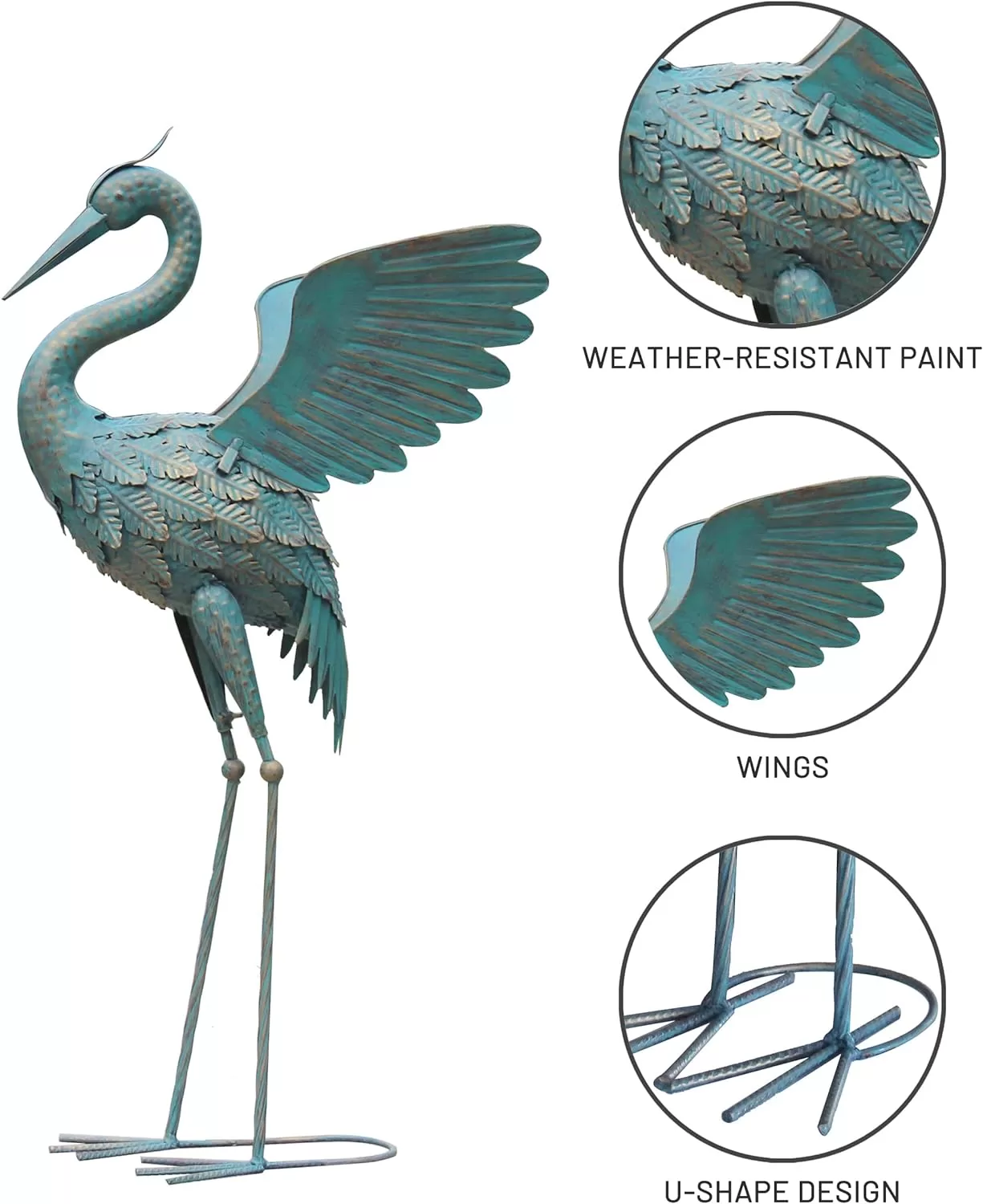 Oritty 33-37 Inch Metal Crane Garden Statue Décor, Bird Garden Sculpture & Statues, Set of 2