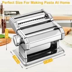 Pasta Maker Machine, 150 Roller Pasta Maker, 7 Adjustable Thickness Settings, 2-in-1 Noodles Maker