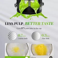 Compact GDOR Masticating Juicer, Brush Included, 20 Oz Juice Cup, BPA-Free, Sliver