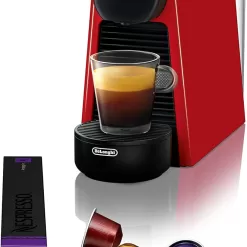 Nespresso Essenza Mini Espresso Machine by De'Longhi with Milk Frother, 20.3 ounces, Red