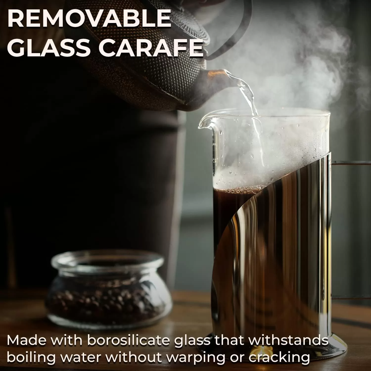 The Original Glass French Press Coffee Maker - Versatile Coffee Press, Tea Press w/ 4 Level Filtration (34oz)