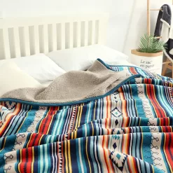 UKELER Bohemian Sherpa Throw 80'' x 60''- Soft Plush Flannel Boho Throw Blankets for Bed/Couch/Sofa/Office/Camping