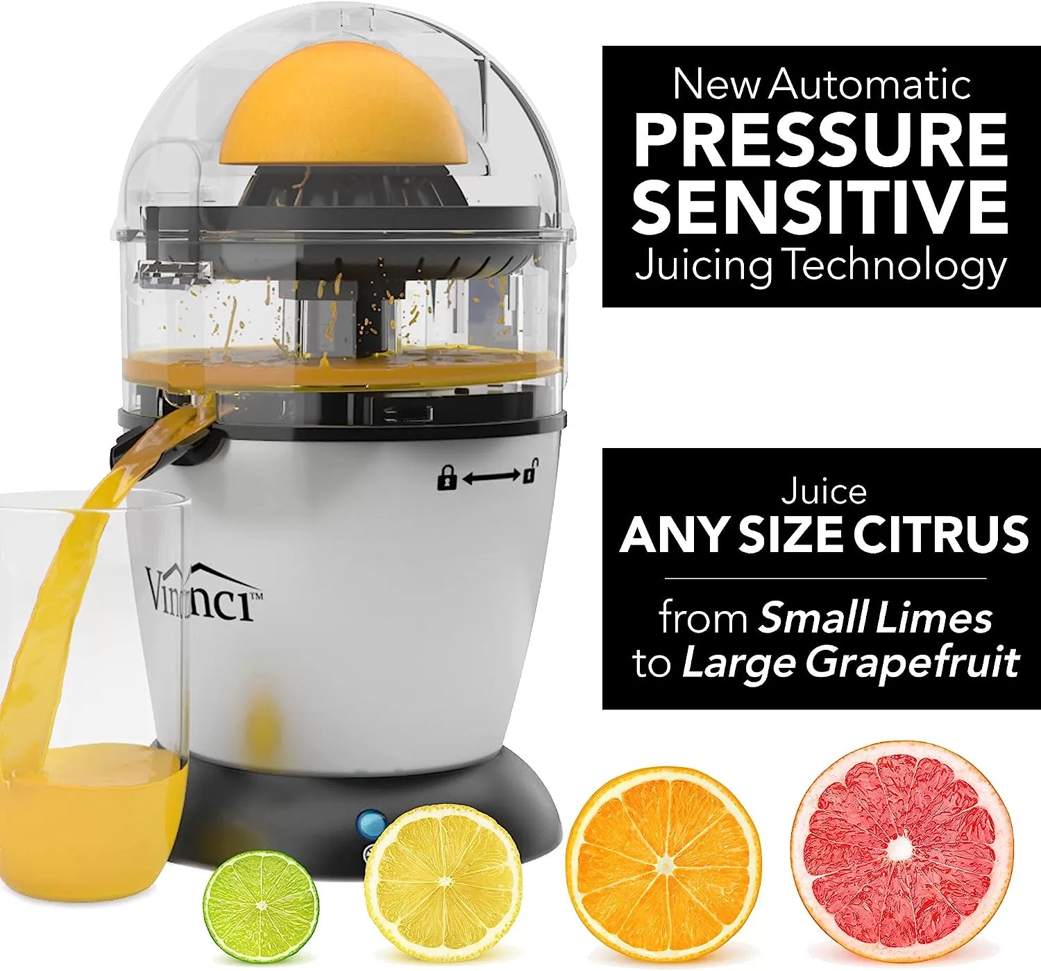 Effortless Citrus Juicing with Vinci's Hands-Free Electric Juicer