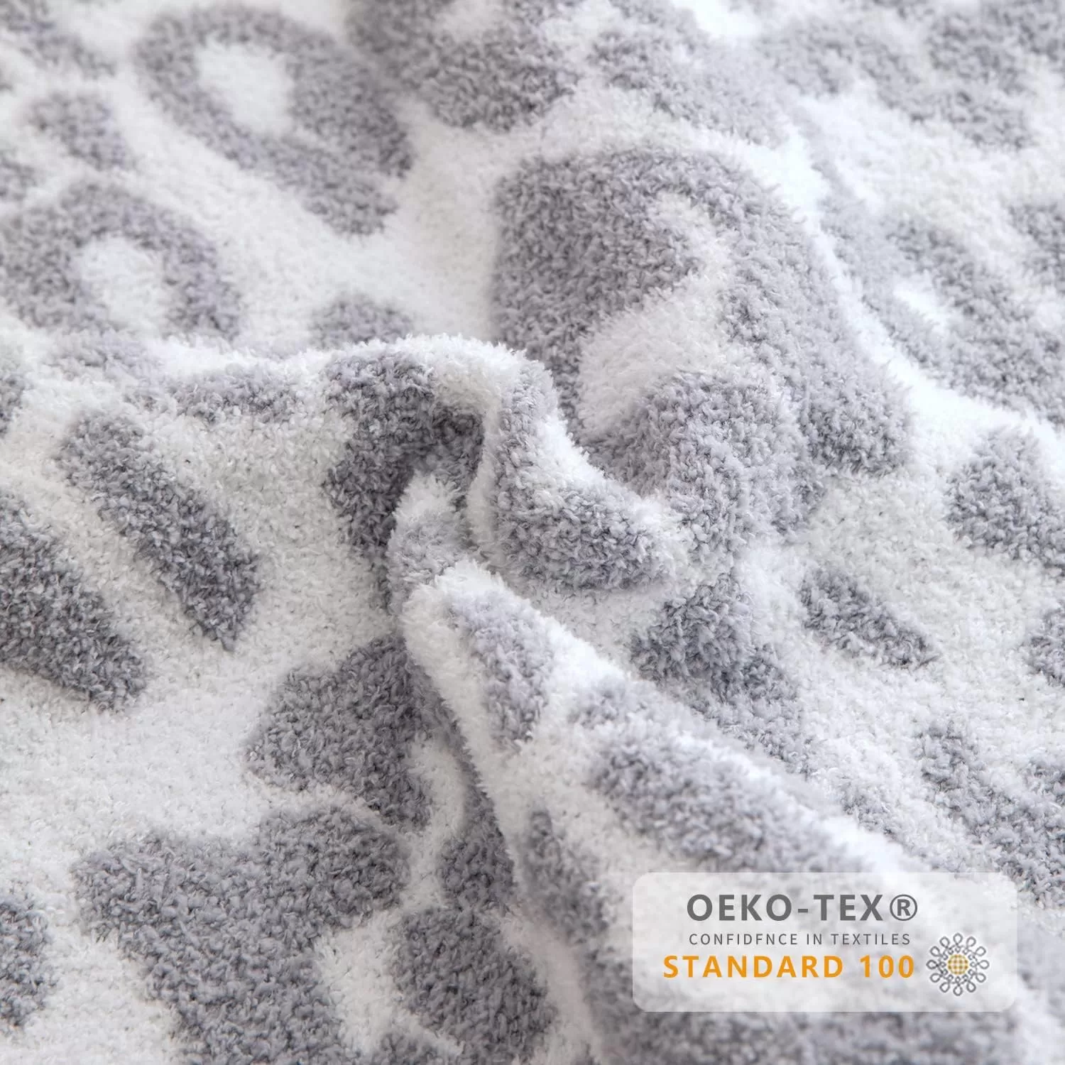 MH MYLUNE HOME Ultra Soft Micro Plush White Grey Leopard Blanket (51x63 inches)