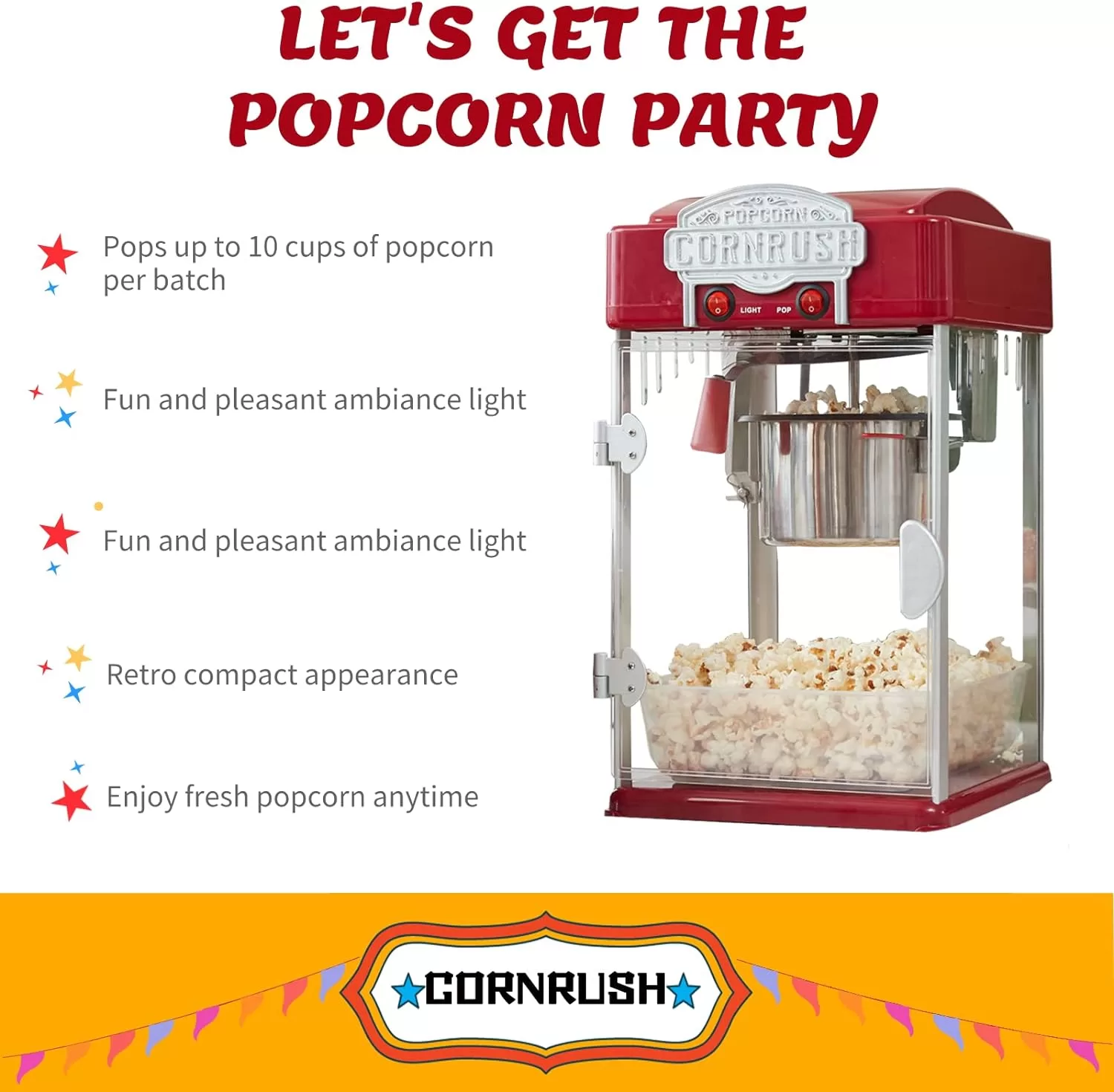 Popcorn Popper Machine-4 OZ Vintage Professional Popcorn Maker Theater Style (Red)