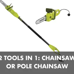 Sun Joe SWJ807E 10 inch 8.0 Amp Electric Convertible Pole Chain Saw, Green