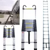 Telescoping Ladder 20FT Extension Ladder with 2 Detachable Hooks Aluminum Telescopic Ladder Collapsible Ladder, 330 Lb Capacity