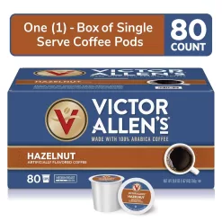 Victor Allen's Coffee Hazelnut Flavored, Medium Roast, 80 Count, Single Serve Coffee Pods for Keurig K-Cup Brewers