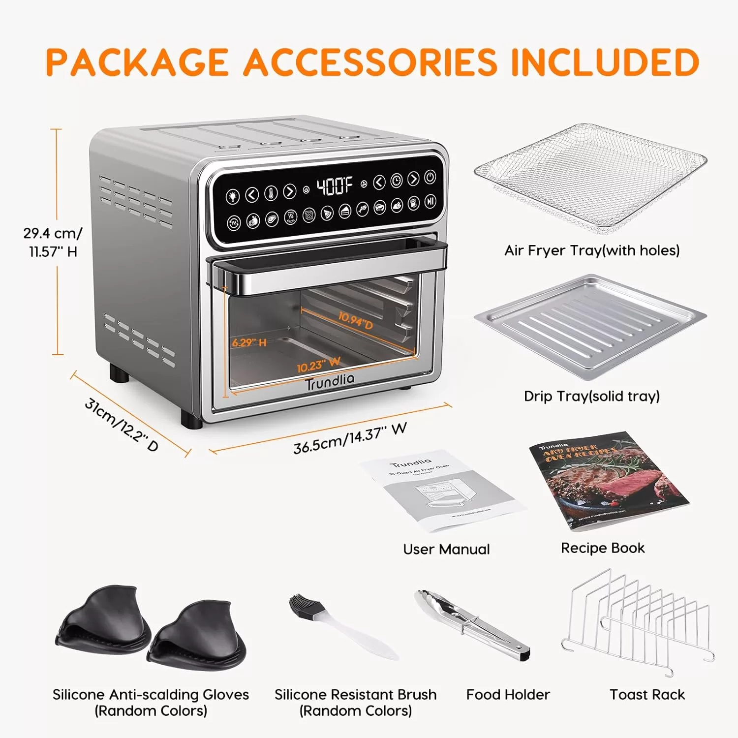 Trundlia 11-in-1 Air Fryer Oven 13QT Stainless Steel Air Fryer