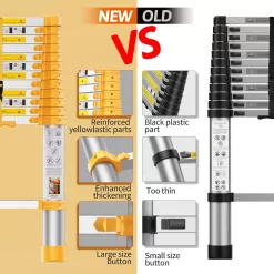 BOWEITI Telescoping Extension Ladder 12.5FT Heavy Duty Upgrade,Aluminum Telescopic Ladder