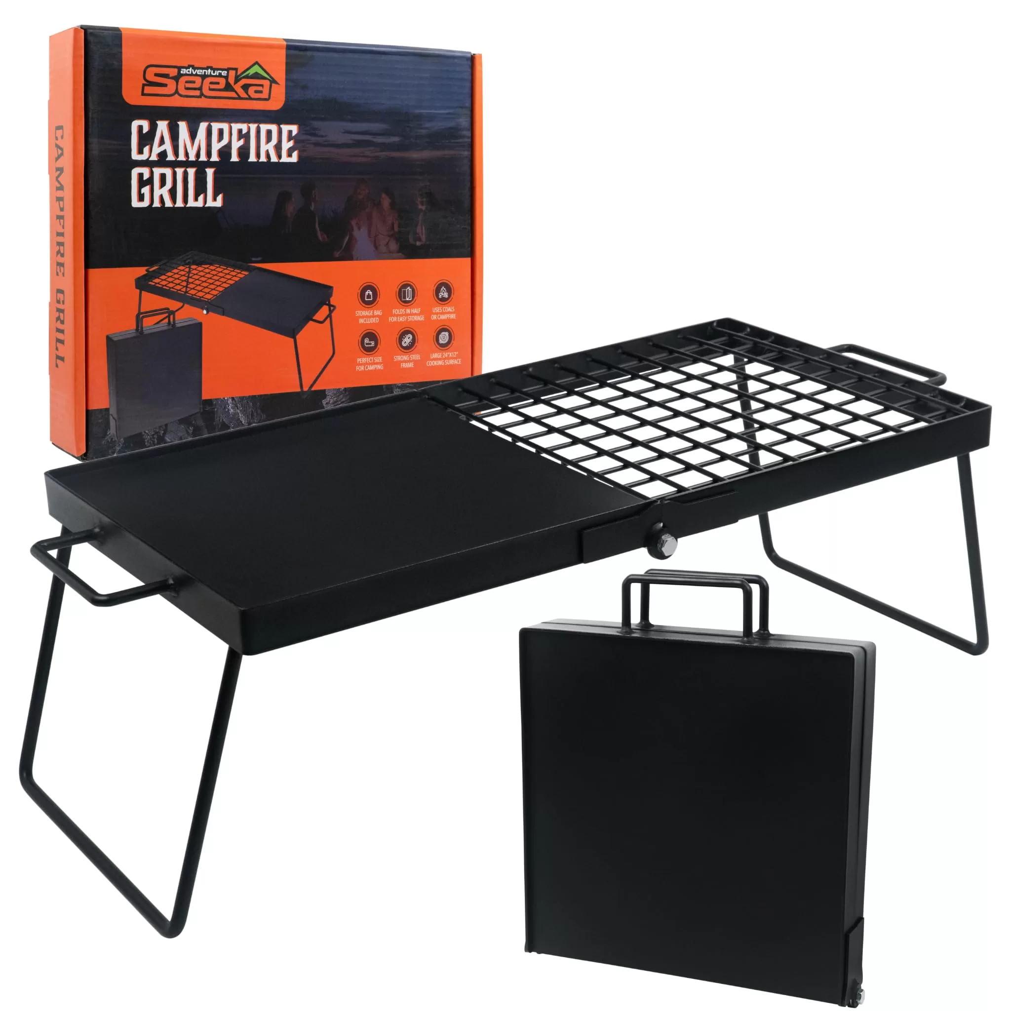 Adventure Seeka Heavy Duty 24" Folding Campfire Grill, Camp Fire Grill