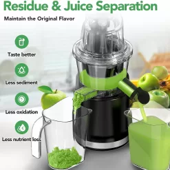 Aeitto Cold Press Whole Vertical Juicer, Slow Masticating, High Yield, BPA-Free, Black