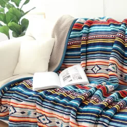 UKELER Bohemian Sherpa Throw 80'' x 60''- Soft Plush Flannel Boho Throw Blankets for Bed/Couch/Sofa/Office/Camping
