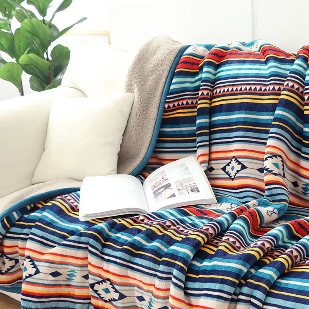 UKELER Bohemian Sherpa Throw 80'' x 60''- Soft Plush Flannel Boho Throw Blankets for Bed/Couch/Sofa/Office/Camping