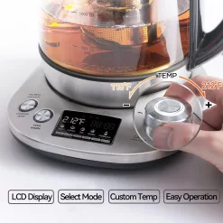 Mecity Tea Kettle Electric Tea Pot with Removable Infuser, 9 Preset Brewing Programs Tea Maker