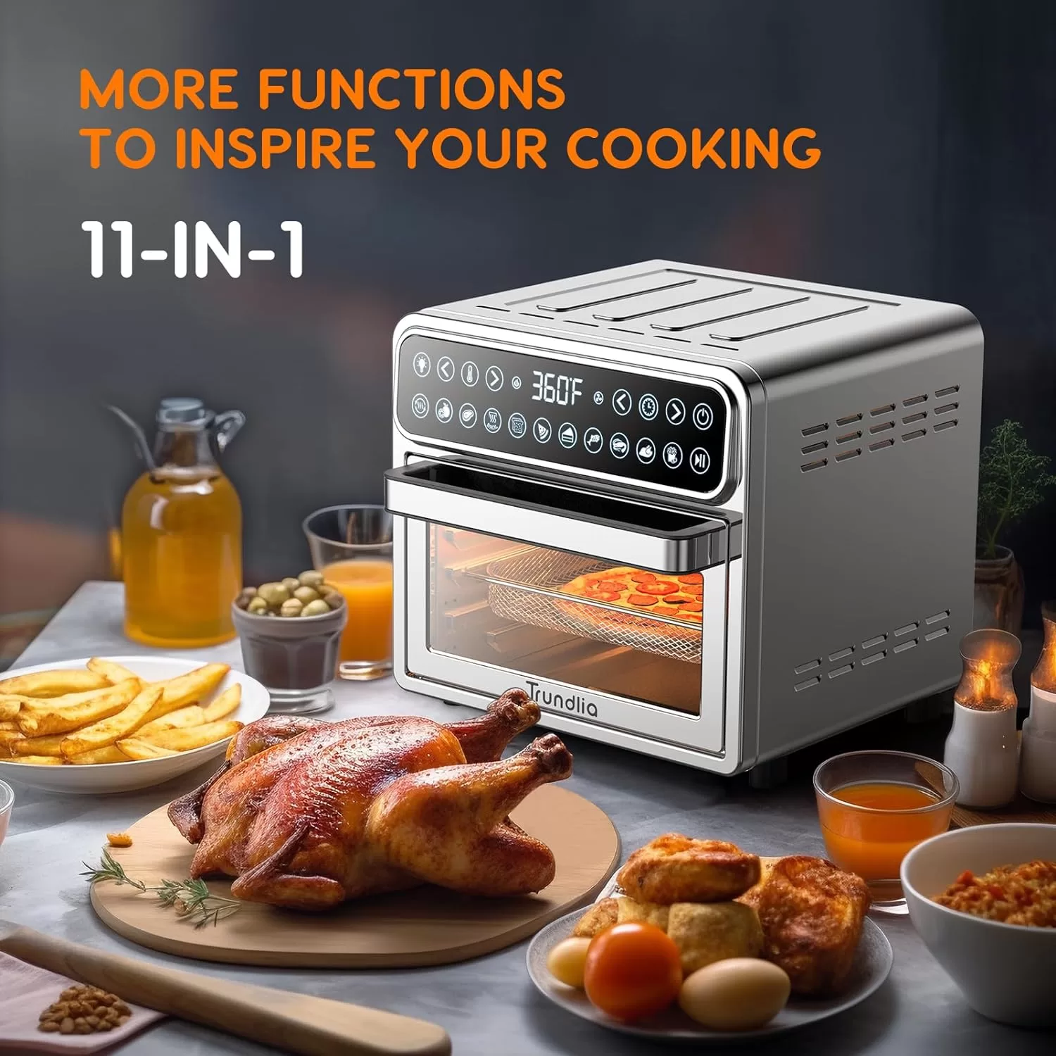 Trundlia 11-in-1 Air Fryer Oven 13QT Stainless Steel Air Fryer