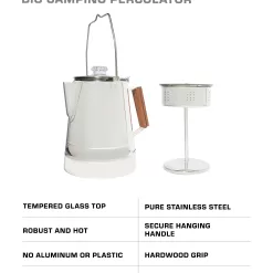 COLETTI Butte Camping Coffee Pot - Campfire Coffee Pot - Stainless Steel Coffee Maker for Outdoors or Stovetop (14 CUP)