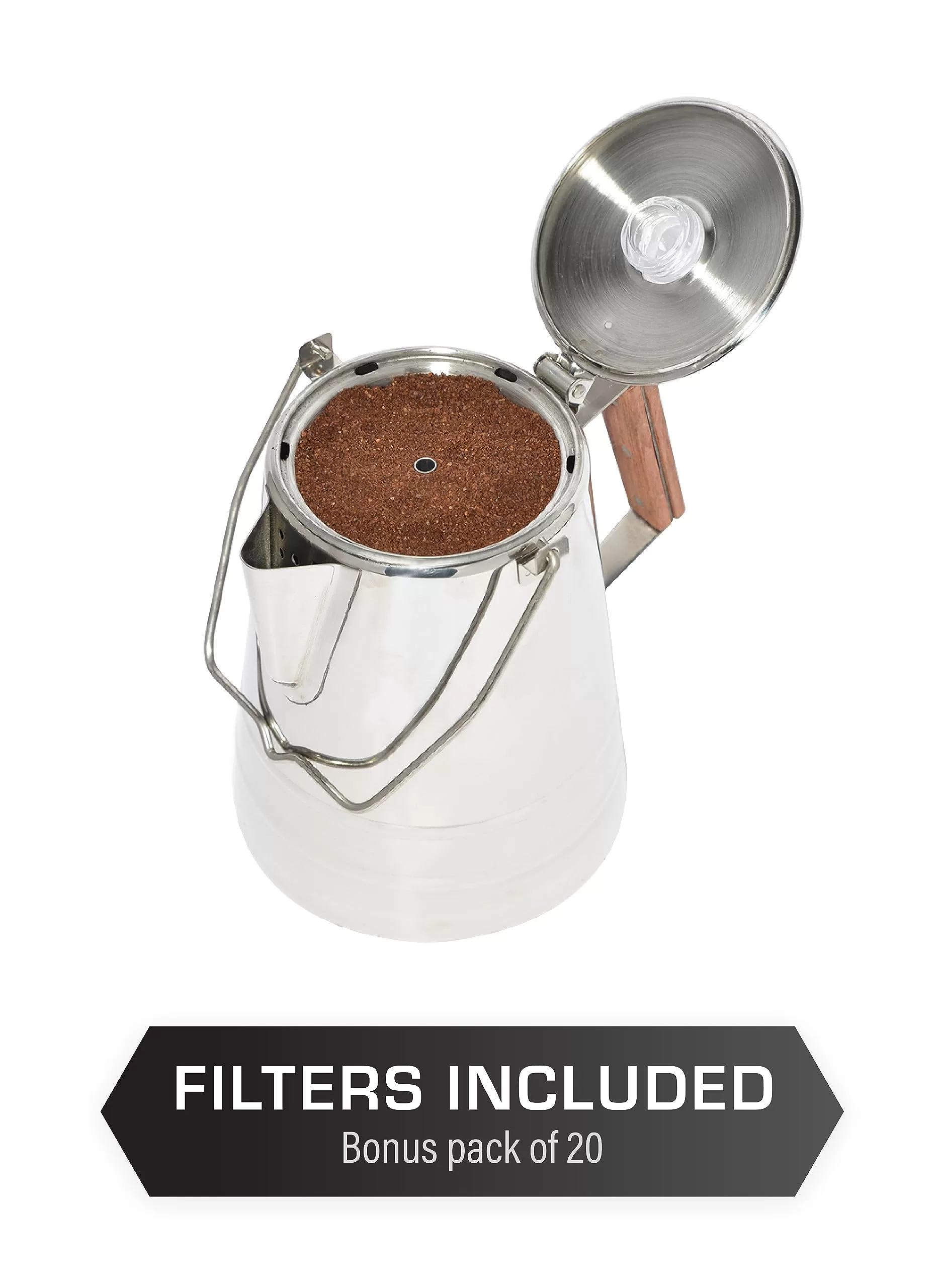 COLETTI Butte Camping Coffee Pot - Campfire Coffee Pot - Stainless Steel Coffee Maker for Outdoors or Stovetop (14 CUP)