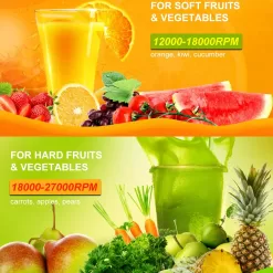 Tescook Juicer, 600W Juicer Machines 3 Speeds with 3'' Feed Chute