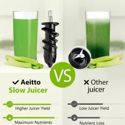 Juicer Machines, Aeitto Cold Press Juicer, Masticating Juicer, Celery Juicers, Black