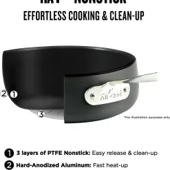 All-Clad HA1 Hard Anodized Nonstick Fry Pan Set 3 Piece, Cookware Black