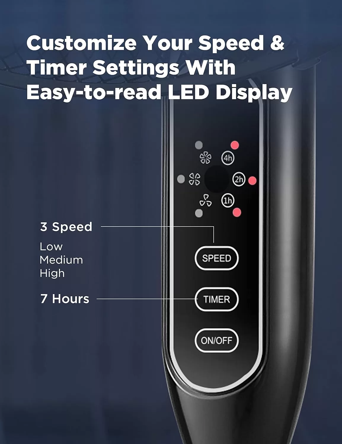 PELONIS 16'' Pedestal Remote Control, Oscillating Stand Up Fan 7-Hour Timer, Supreme 16"-Black