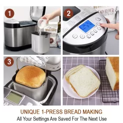 KITCHENARM 29-in-1 SMART Bread Machine with Gluten Free Setting 2LB 1.5LB 1LB Bread Maker Machine with Homemade Cycle