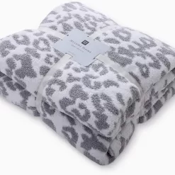MH MYLUNE HOME Ultra Soft Micro Plush White Grey Leopard Blanket (51x63 inches)