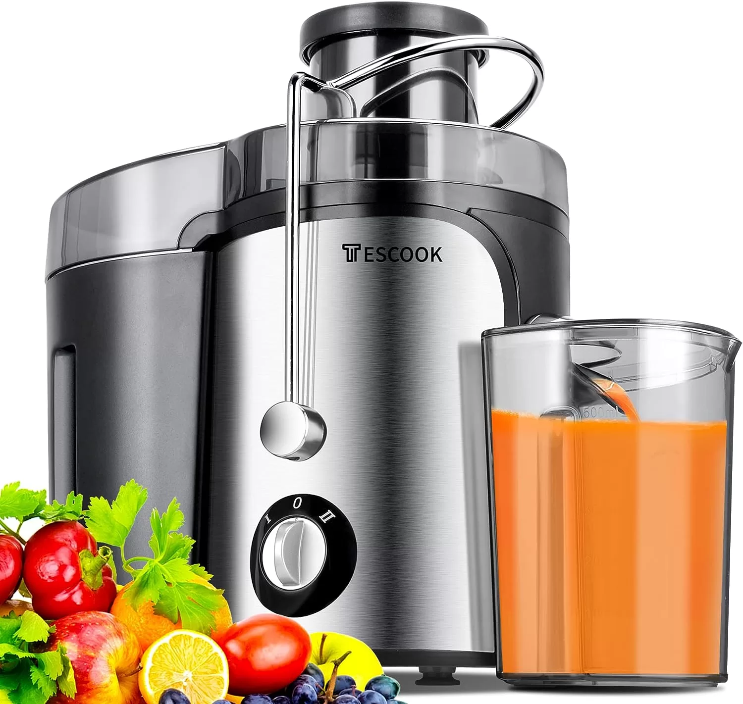 Tescook Juicer, 600W Juicer Machines 3 Speeds with 3'' Feed Chute