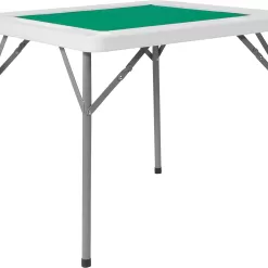 Flash Furniture Silas 34.5" Square Folding Card Table, White/Green