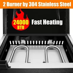 QuliMetal Table Top Grill Portable Griddle with Hood Non-Stick Flat Top Grill Griddle Propane Grill