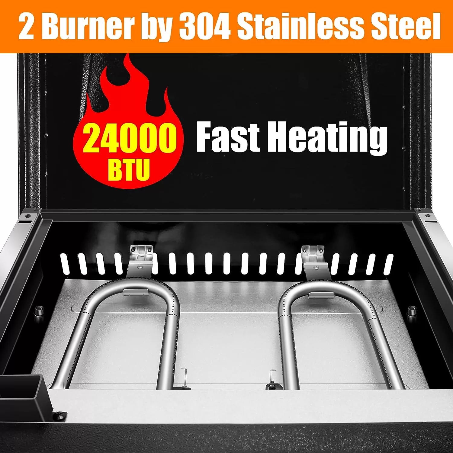 QuliMetal Table Top Grill Portable Griddle with Hood Non-Stick Flat Top Grill Griddle Propane Grill