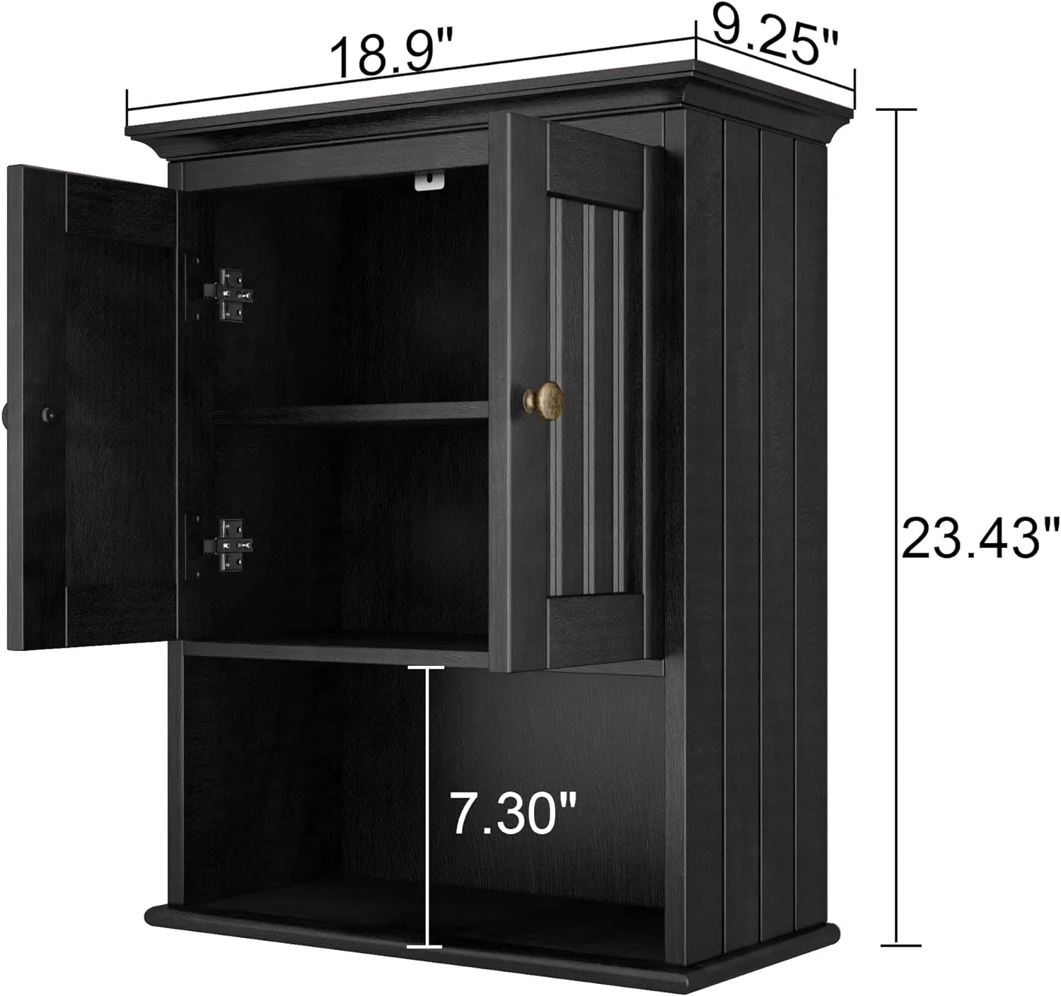 Treocho Wood Wall Cabinet Bathroom Medicine Cabinet Storage, Black