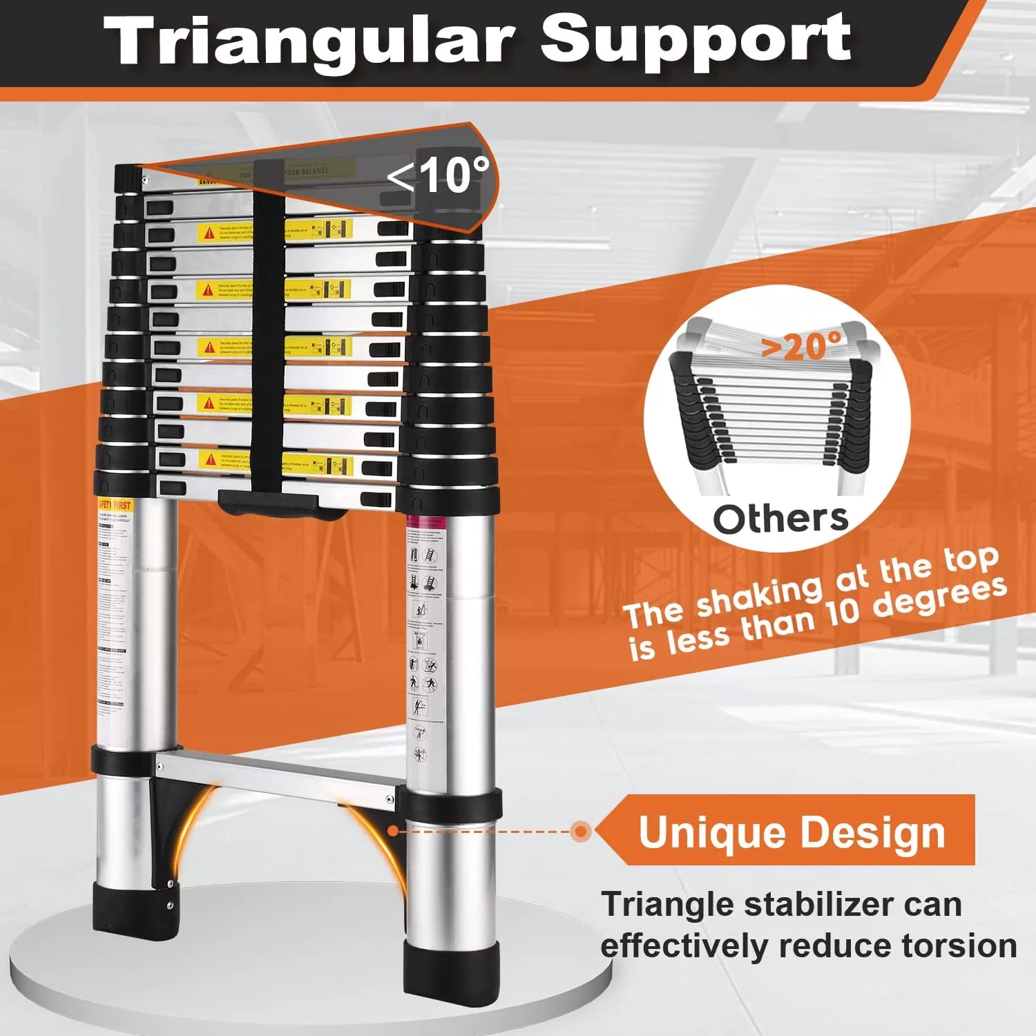 Telescoping Ladder, SocTone 10.5 FT Aluminum Lightweight Extension Ladder