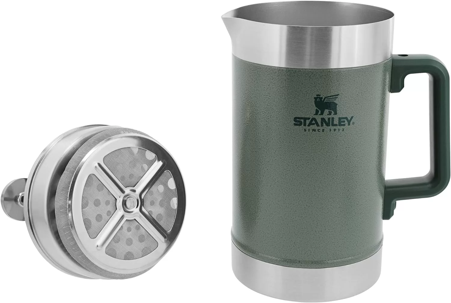 Stanley French Press 48oz with Double Vacuum Insulation, Hammertone Green