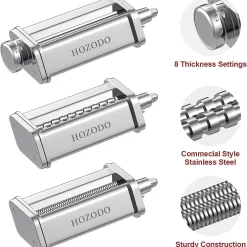 Pasta Attachment for KitchenAid Mixer, Includes Pasta Sheet Roller, Spaghetti Fettuccine Cutter, 3Pcs for Pasta Attachment by HOZODO