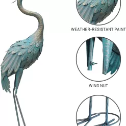 Oritty 33-37 Inch Metal Crane Garden Statue Décor, Bird Garden Sculpture & Statues, Set of 2