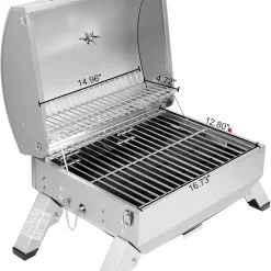 Royal Gourmet GT1001 Stainless Steel Portable Grill, 10000 BTU BBQ Tabletop Gas Grill, Silver