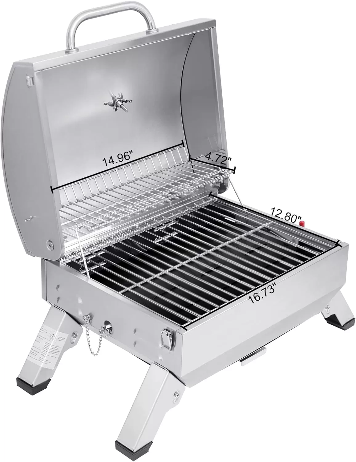 Royal Gourmet GT1001 Stainless Steel Portable Grill, 10000 BTU BBQ Tabletop Gas Grill, Silver