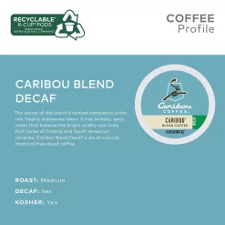 Caribou Coffee Caribou Blend Decaf, Single-Serve Keurig K-Cup Pods, Medium Roast Coffee, 96 Count