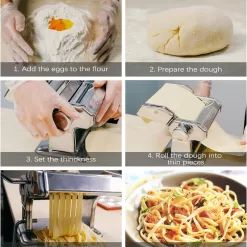 MZTOGR Pasta Maker Machine, Set of 6 Piece 150mm Steel Noodle Maker Machine