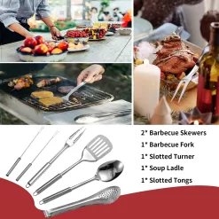 Portable Camping Kitchen Utensil Set-27 Piece Cookware Kit, Stainless Steel Outdoor Cooking and Grilling Utensil Organizer Travel Set